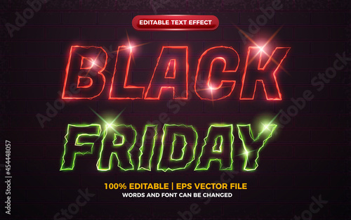 black friday electric Neon light glow shiny bold editable text effect