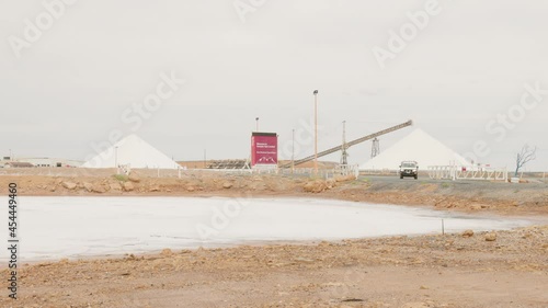 the entrance to the salt works at port hedland in western australia photo