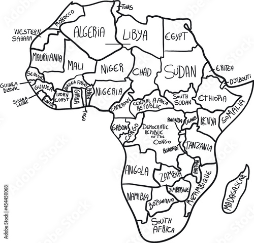 cartoon map of the african continent