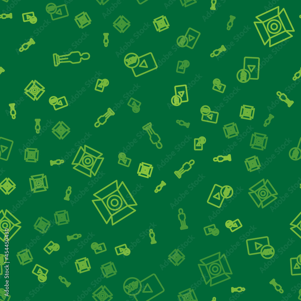 Set line Movie trophy, spotlight and Screen tv with 4k on seamless pattern. Vector Set line Movie trophy, spotlight and Screen tv with 4k on seamless pattern. Vector