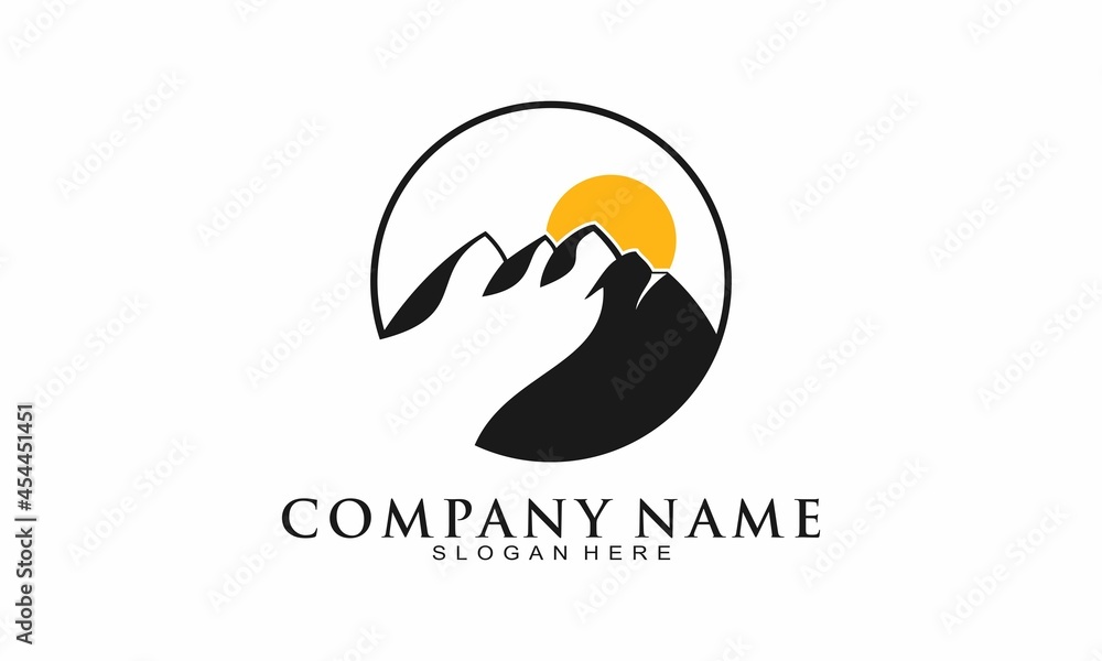 Hills and sun simple logo design Hills and sun simple logo design