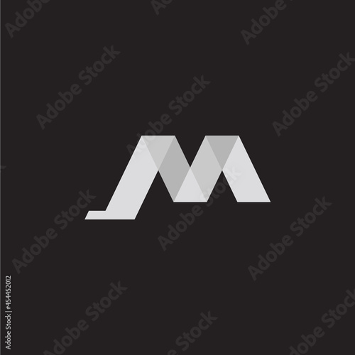 letter jm simple shadow 3d gradient ribbon logo vector