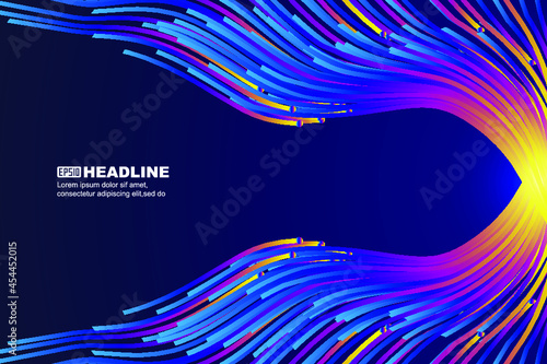 Flowing colored lines converge to the right the abstract graphic background