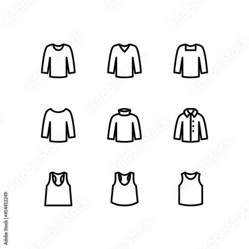 Tank top and long sleeve shirt icon set