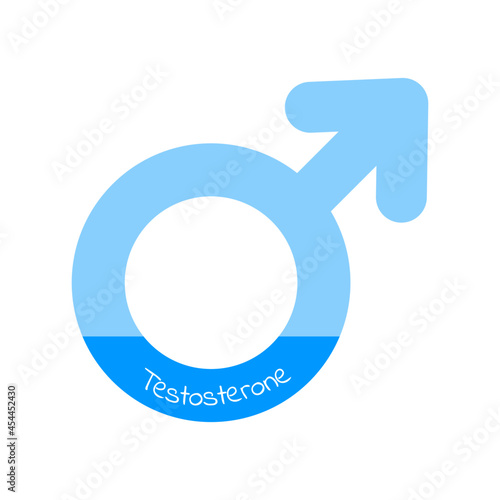 Andropause male , blue flat icon with testosterone text