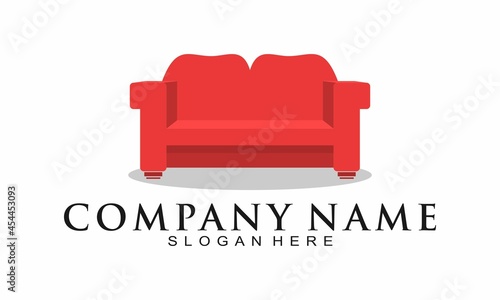 Red sofa illustration vector logo