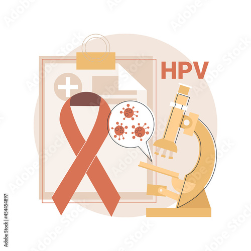 Risk factors for HPV abstract concept vector illustration. Human papillomavirus transmission, risk factors, HPV prevention, infection diagnostics and treatment, immune systems abstract metaphor.