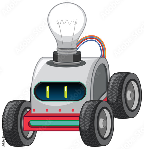 Vintage robot car toy with light bulb