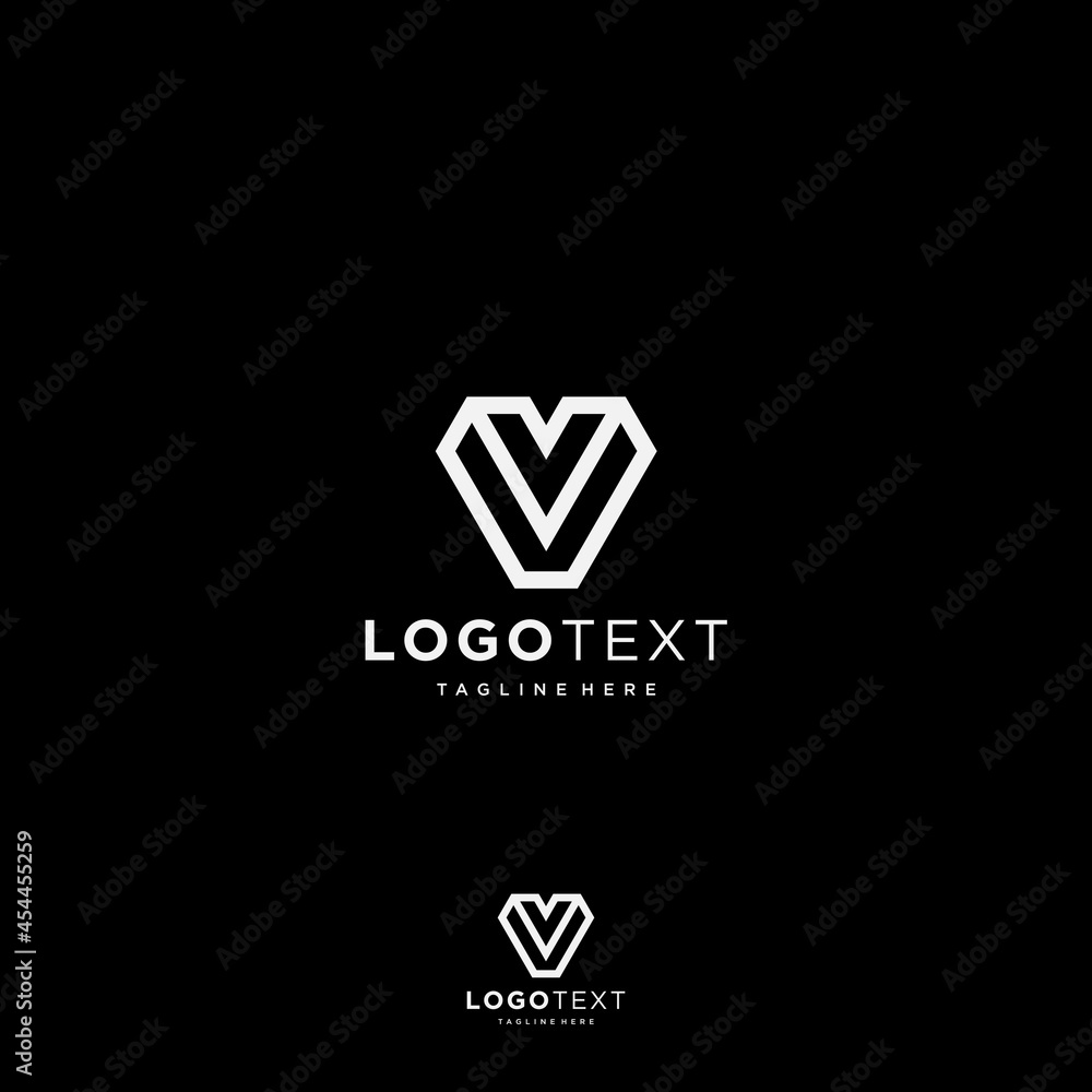 A simple line art letter V building logo design A simple line art letter V building logo design