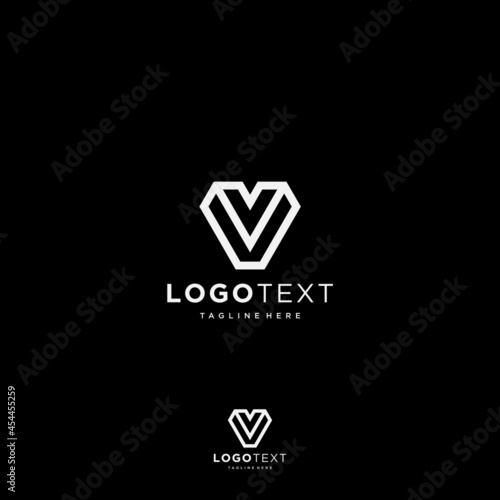 A simple line art letter V building logo design