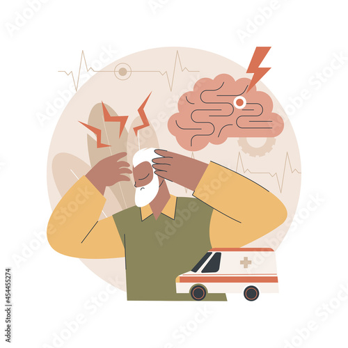 Stroke abstract concept vector illustration. Cardiovascular condition, stroke diagnosis, headache, oxygen-deprived brain, first aid, medical emergency, clinic treatment abstract metaphor.