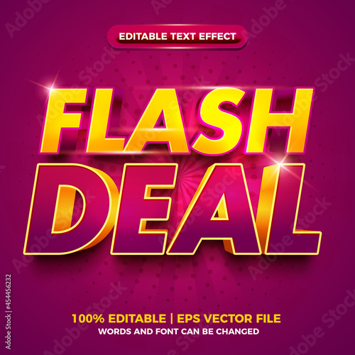 flash deal purple gold bold 3d editable text effect photo