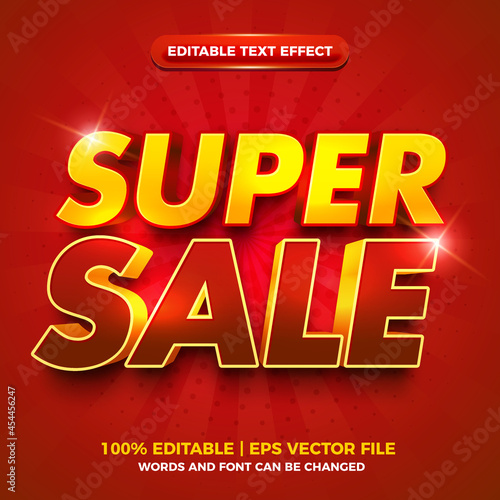 super sale red gold bold 3d editable text effect photo