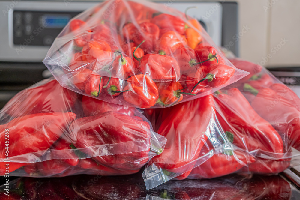 Bell Peppers and spicy scotch bonnet peppers used to prepare nigerian soups