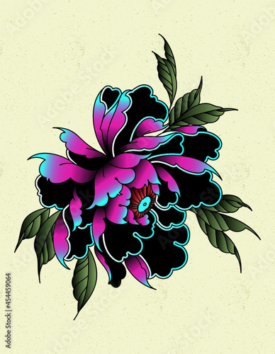 peony tattoo old school