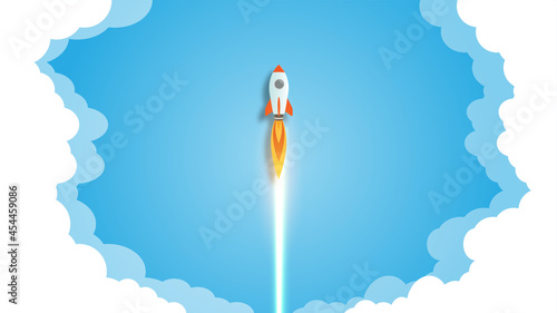 Rocket Launch illustration, startup business concept idea. vector illustration  