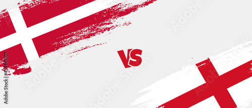 Creative Denmark vs England brush flag illustration. Artistic brush style two country flags relationship background