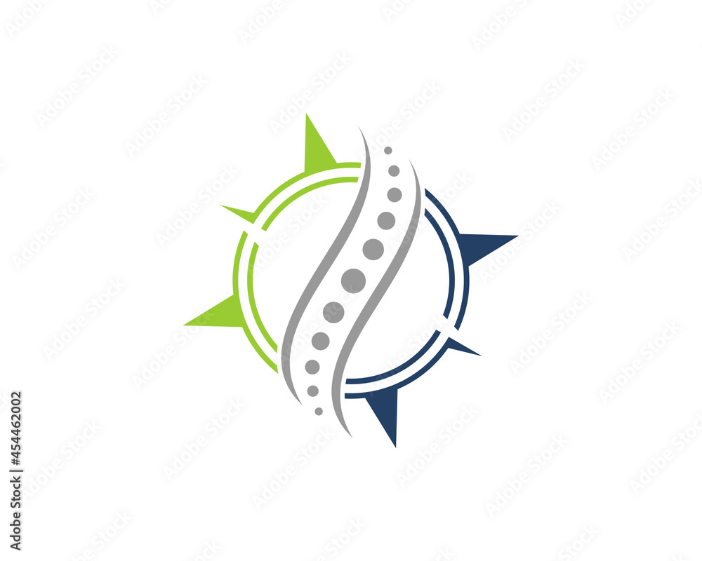 Chiropractic spine in the compass logo Chiropractic spine in the compass logo