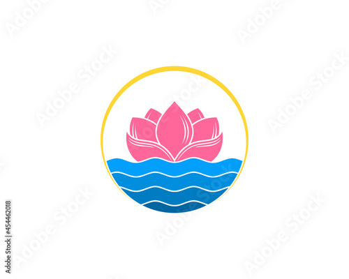 Lotus on the water vector illustration logo
