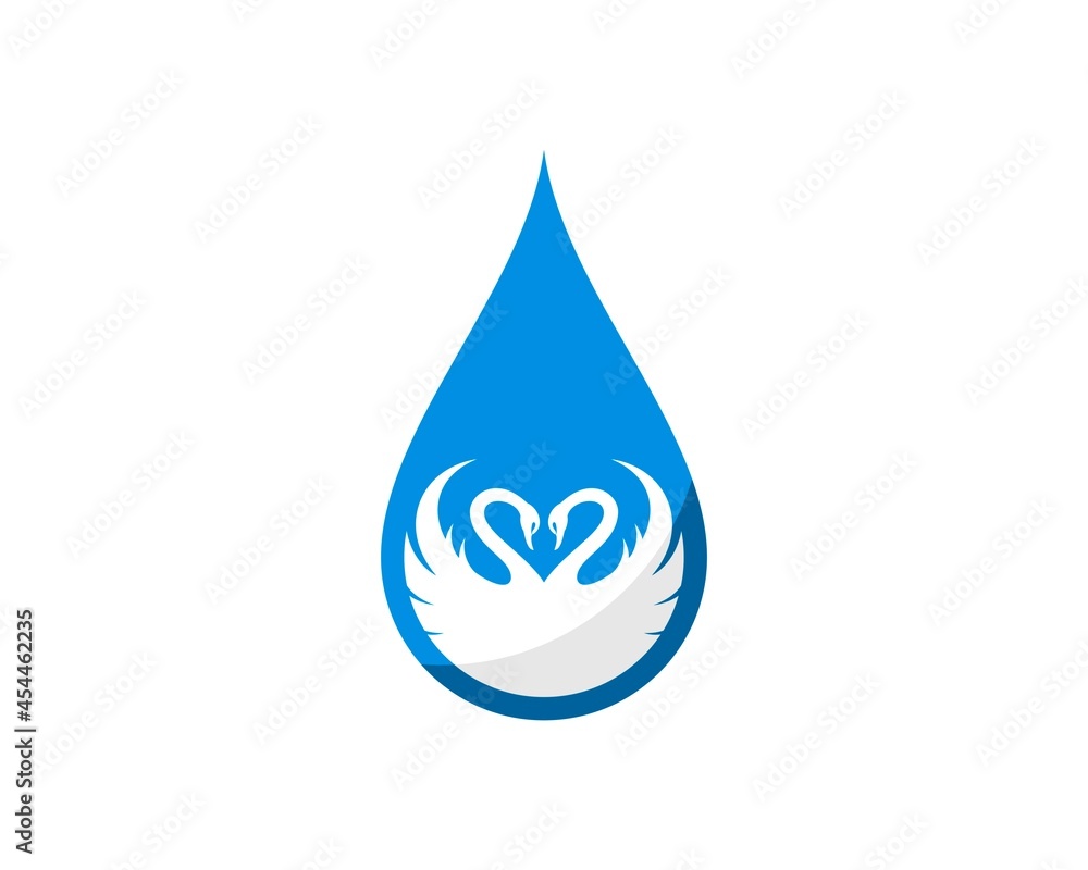 Water drop with couple of swan love inside Water drop with couple of swan love inside
