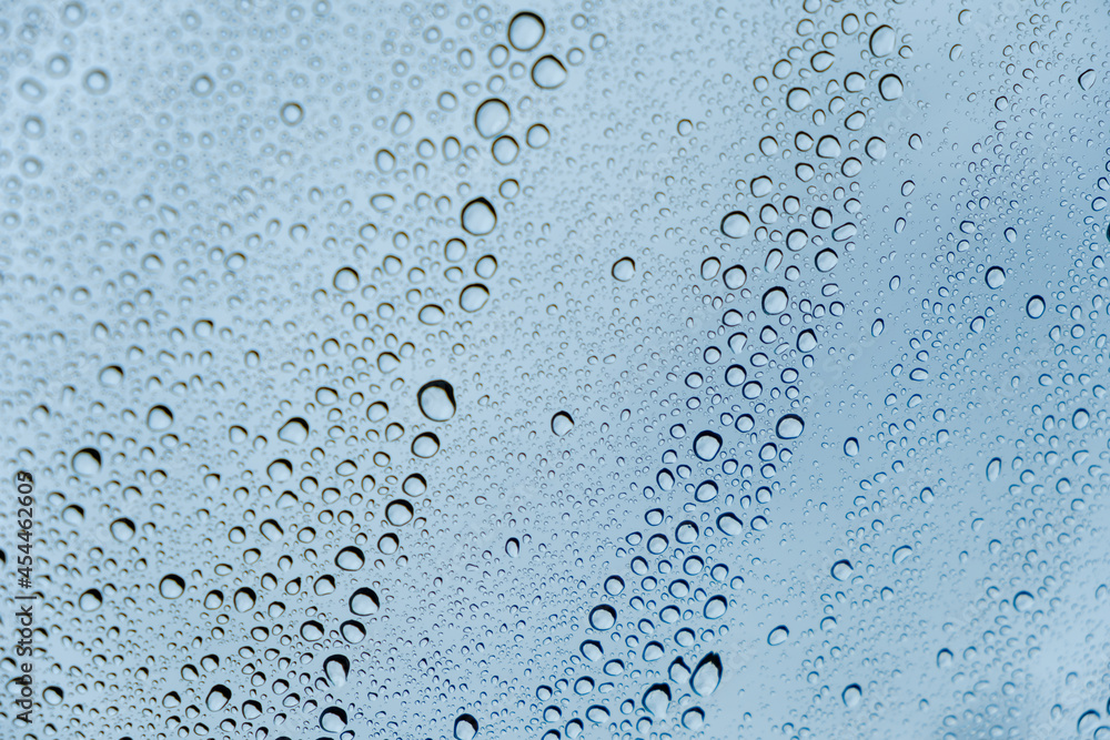 車の塗装にはじかれた水滴　ワックス　洗車　雨