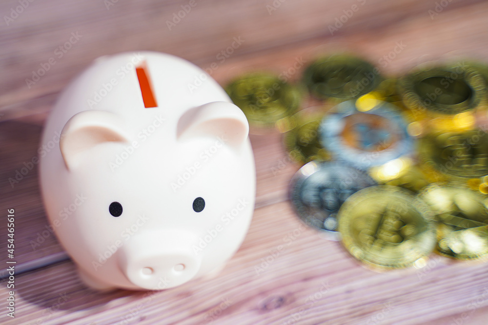 Obraz premium saving cryptocurrency coin digital currency for future world