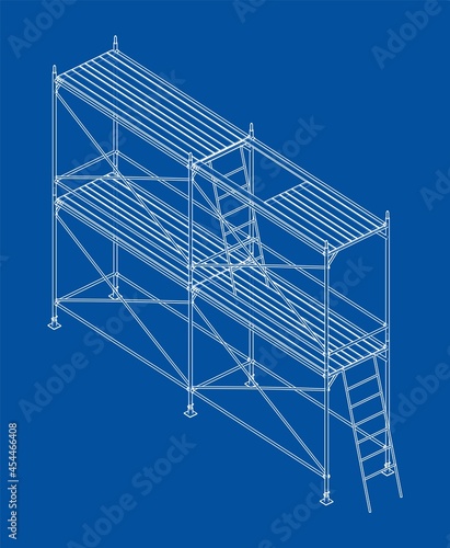 Prefabricated scaffolding. Orthography vector