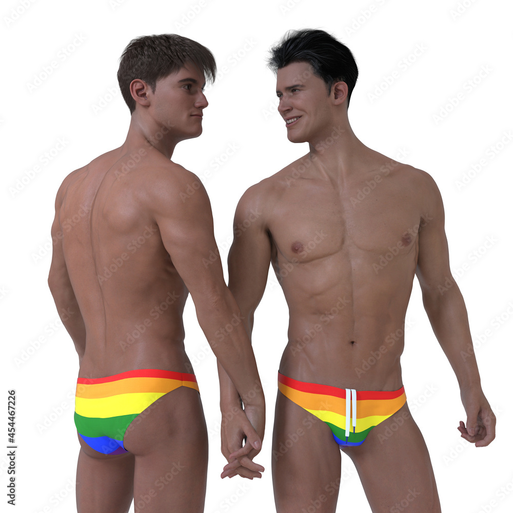 3D Render : a couple of man who has same sex relationship holding hands and smiling face, support LGBT 3D Render : a couple of man who has same sex relationship holding hands and smiling face, support LGBT