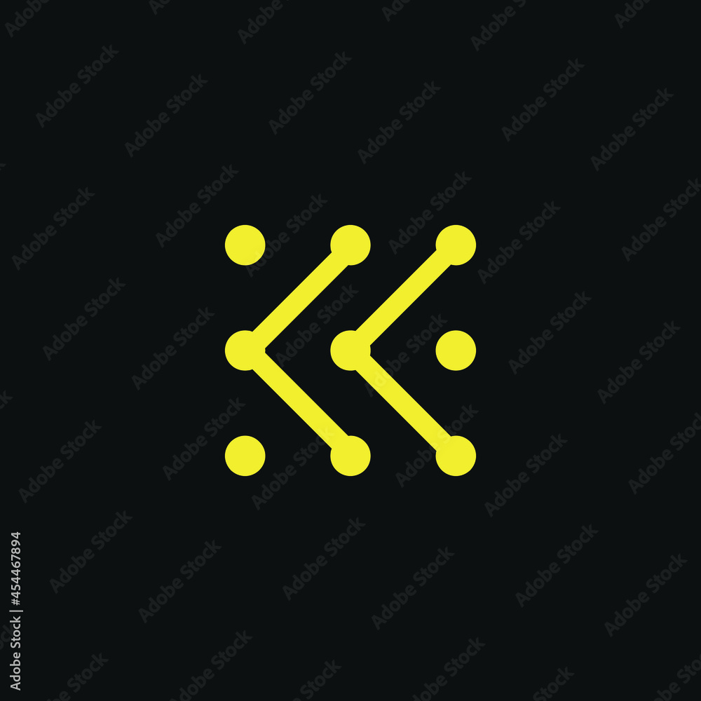 vector letter K concept logo formed from several dots and lines vector letter K concept logo formed from several dots and lines