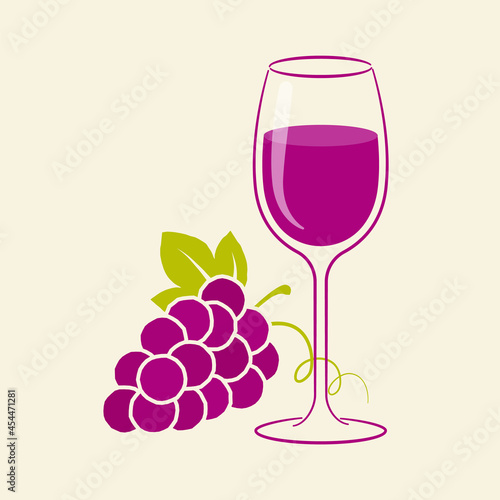 vector illustration of grapes and a glass of wine for banners, cards, flyers, social media wallpapers, etc.