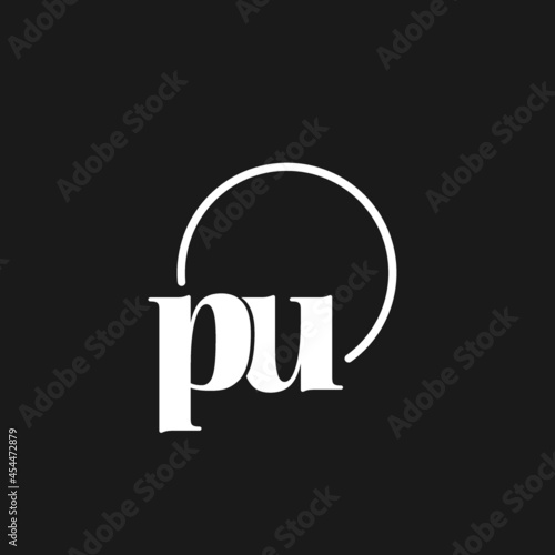 PU logo initials monogram with circular lines, minimalist and clean logo design, simple but classy style