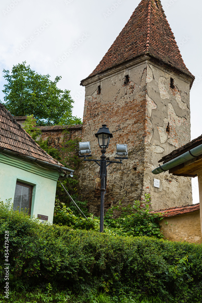 ルーマニア　トランシルヴァニア地方のシギショアラの歴史地区にある精肉業者の塔