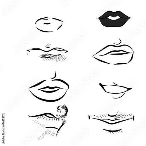 vector set of lips