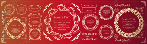 エレガントなフレームデザイン。アンティークな装飾デザイン。高級感のあるデザインマテリアル