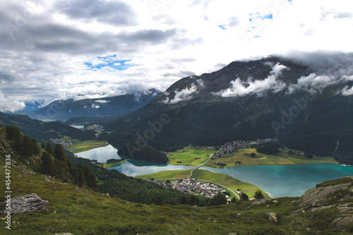 View of the lakes of the Engadine valley in Switzerland