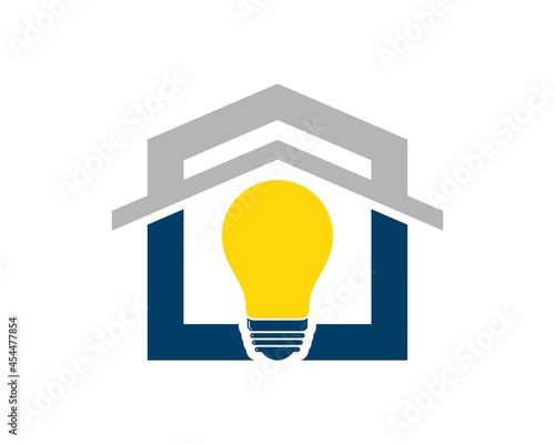 Abstract real estate house with electrical bulb inside