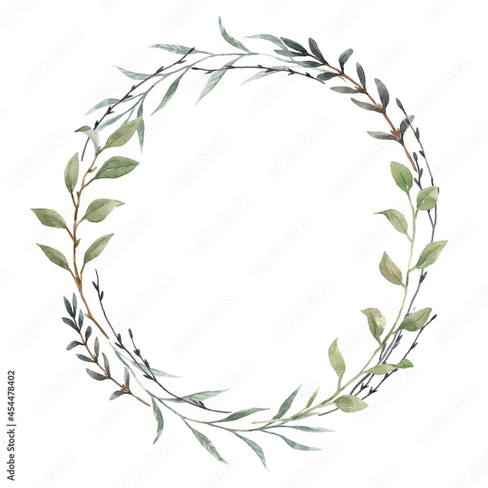 Beautiful stock illustration with hand drawn watercolor gentle floral wreath. Beautiful stock illustration with hand drawn watercolor gentle floral wreath.