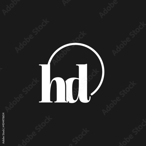 HD logo initials monogram with circular lines, minimalist and clean logo design, simple but classy style