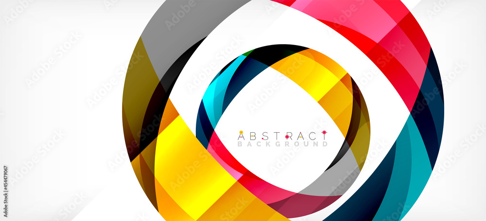 Color circle shapes, minimal geometric background. Trendy dynamic composition. Vector Illustration For Wallpaper, Banner, Background, Landing Page Color circle shapes, minimal geometric background. Trendy dynamic composition. Vector Illustration For Wallpaper, Banner, Background, Landing Page