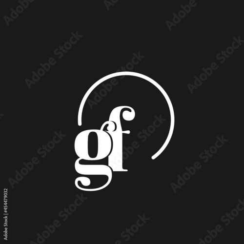 GF logo initials monogram with circular lines, minimalist and clean logo design, simple but classy style