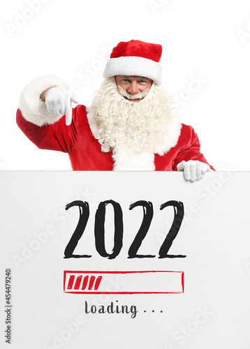 Santa Claus on white background. Concept of New Year 2022