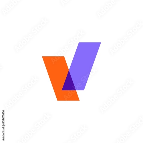 v letter mark overlapping color logo vector icon illustration