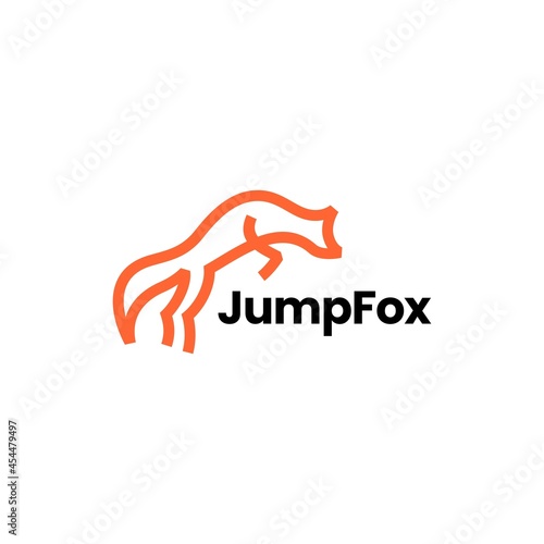 jumping fox line outline monoline art logo vector icon illustration