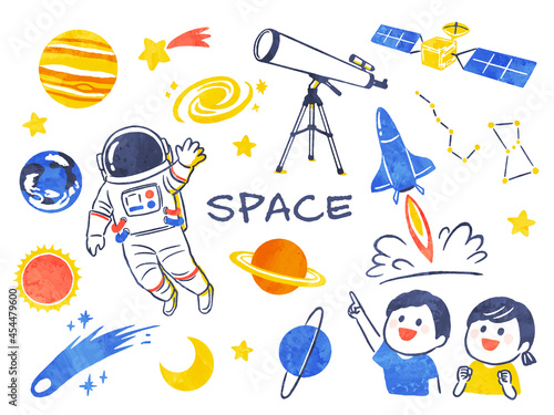 handwriting illustration of space and planets