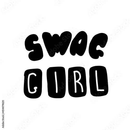 SWAG girl lettering. Message Abstract icon. Cartoon style.