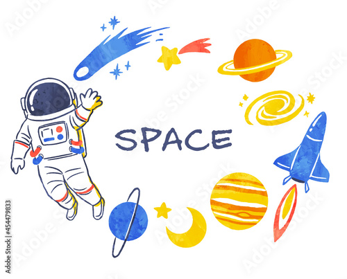 handwriting illustration of space and planets