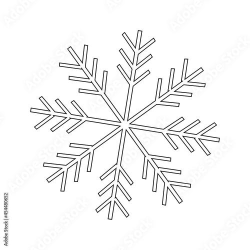 Snowflake linear icon on a white background. Thin black line customizable illustration. Vector.
