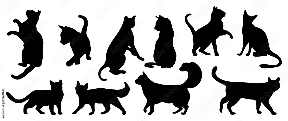 Cats Vector.  Isolated cat silhouette design for logo, print, decorative and sticker.