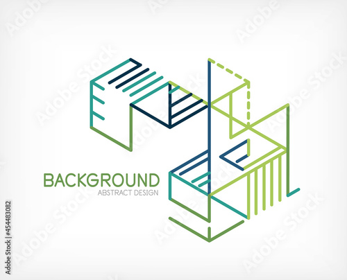 Abstract background. Color lines on white background. Linear abstract composition. Techno or business concept for wallpaper, banner, background, landing page