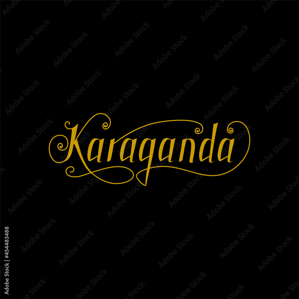 Handwritten stylized writing Karaganda. Ideal for logos, emblems, banners